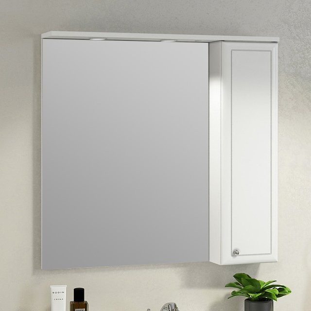 Зеркало Comforty Сочи 85 с подсветкой, белый глянец