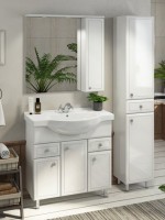 Зеркало Comforty Сочи 85 с подсветкой, белый глянец