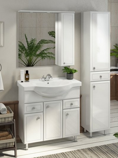 Зеркало Comforty Сочи 85 с подсветкой, белый глянец