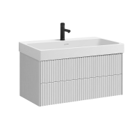 Тумба с раковиной Belux Сиртаки 100 подвесная, белая глянцевая