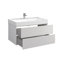 Тумба с раковиной Belux Сиртаки 100 подвесная, белая глянцевая