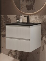 Тумба с раковиной Vincea Welle 60 m.white soft-touch, раковина VCB-4H600A антрацит