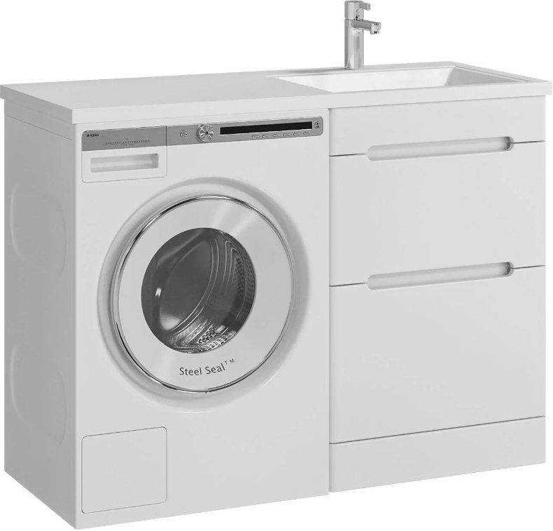 Мебель для ванной комнаты SanStar Толедо 110 R под стиральную машину белая, раковина Даллас