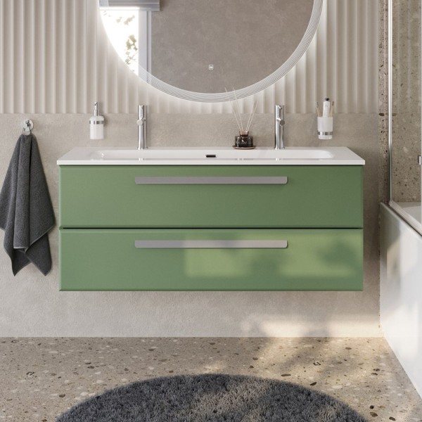 Тумба с раковиной Cezares Eco Cer-N 120 фисташковый софт, раковина Eco 120-1-2, ручки серые