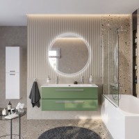 Тумба с раковиной Cezares Eco Cer-N 120 фисташковый софт, раковина Eco 120-1-2, ручки серые