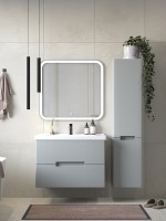 Тумба с раковиной SanStar Ориана 80 подвесная, серая, раковина Dreja Harmony 80