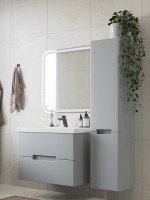 Тумба с раковиной SanStar Ориана 80 подвесная, серая, раковина Dreja Harmony 80