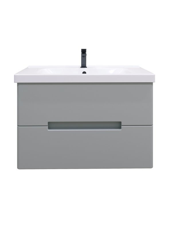 Тумба с раковиной SanStar Ориана 80 подвесная, серая, раковина Dreja Harmony 80