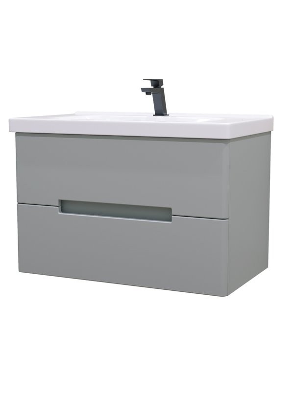 Тумба с раковиной SanStar Ориана 80 подвесная, серая, раковина Dreja Harmony 80