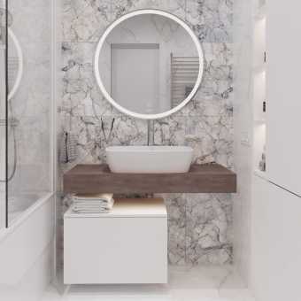 Мебель для ванной STWORKI Ольборг 100 столешница дуб карпентер, без отверстий, с тумбой 50, с раковиной Vitra Shift