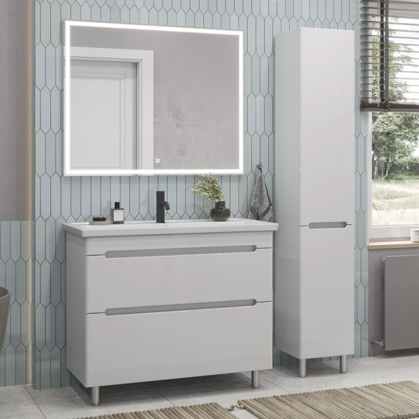 Мебель для ванной комнаты SanStar Адель 100 напольная, белая, раковина Kirovit Фостер 100