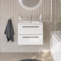 Тумба под раковину без столешницы Cezares Eco Cer-N 70 bianco lucido, ручки серые