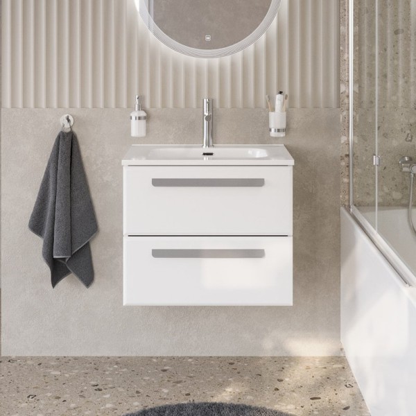 Тумба под раковину без столешницы Cezares Eco Cer-N 70 bianco lucido, ручки серые