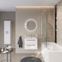 Тумба под раковину без столешницы Cezares Eco Cer-N 70 bianco lucido, ручки серые