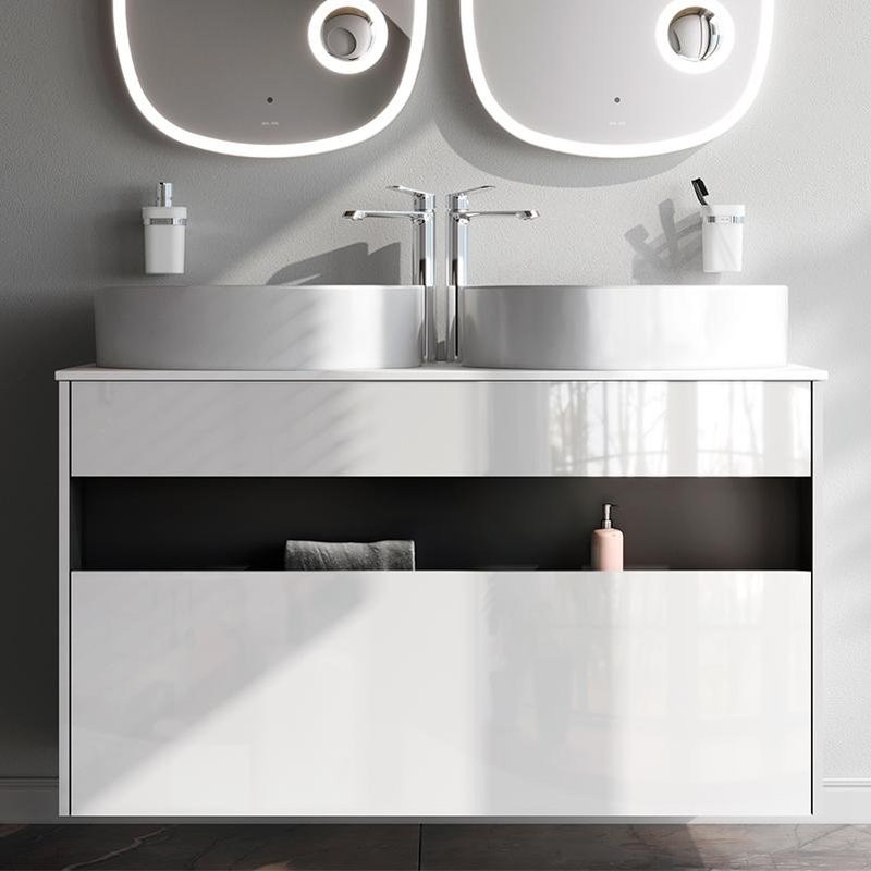 Тумба с раковиной AM.PM Func 120 белый глянец, со столешницей, раковина M8FWCC20550WG