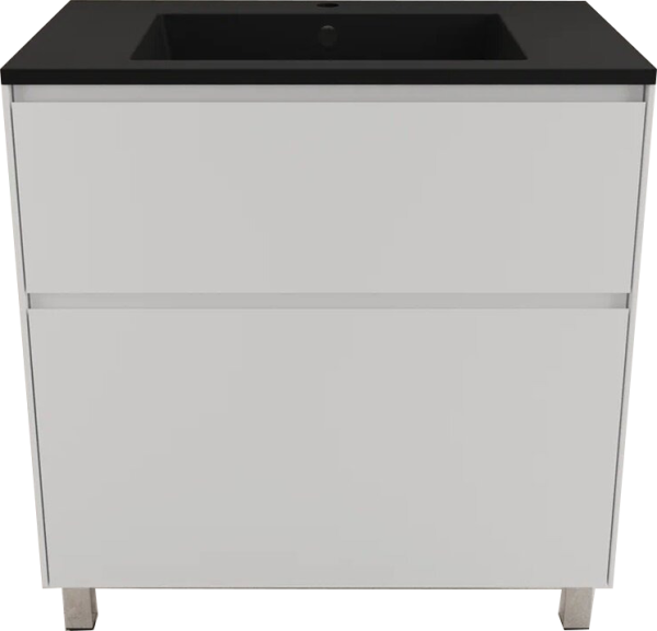 Тумба с раковиной Style Line Лима 80 см напольная LINE 80 2 ящика PLUS Белый Матовый ЭМАЛЬ, раковина антрацит