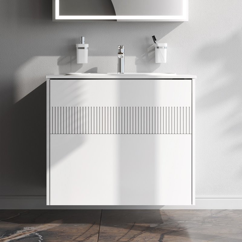 Тумба с раковиной AM.PM Func 80 белая матовая, с двумя ящиками