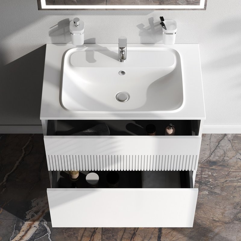 Тумба с раковиной AM.PM Func 80 белая матовая, с двумя ящиками