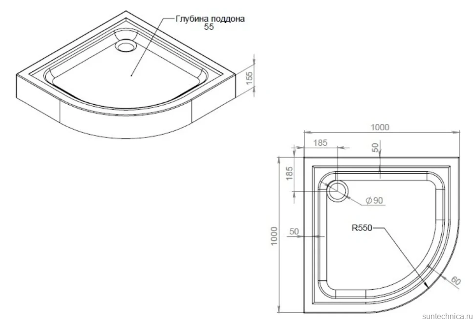 Поддон для душа AM.PM Gem W90T-401-100W 100x100