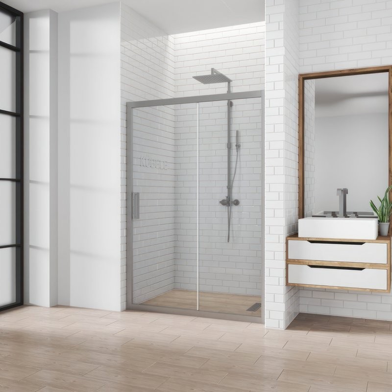 Душевая дверь в нишу Kubele DE019 D2-CLN-MT 165 см, профиль матовый хром