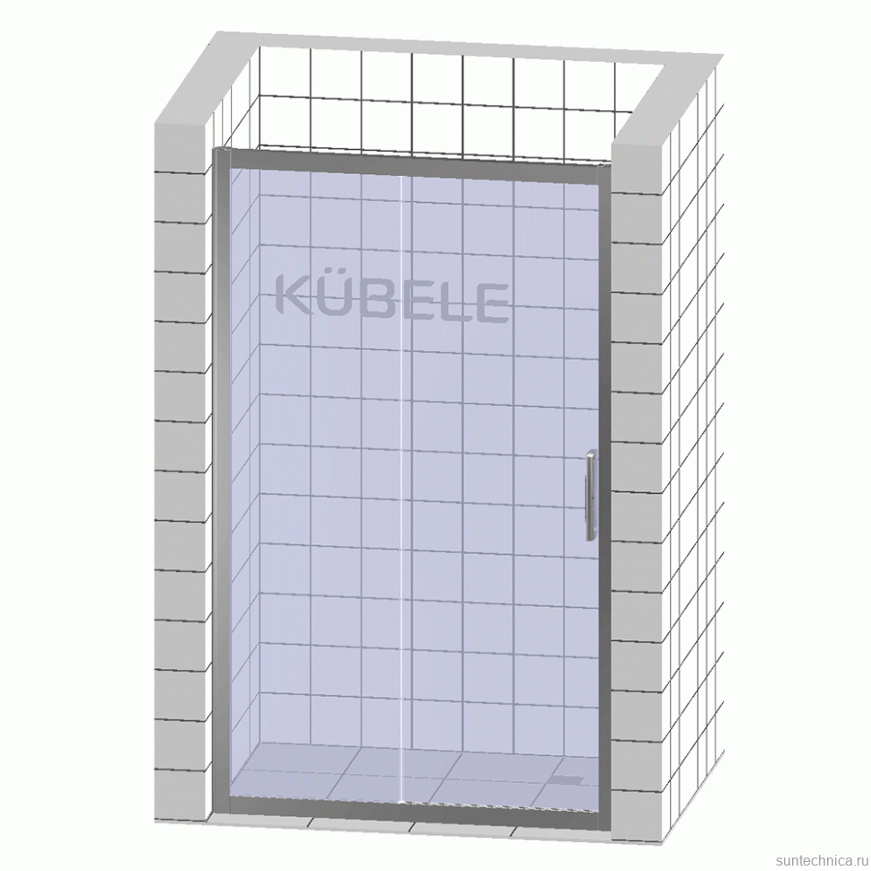 Душевая дверь в нишу Kubele DE019 D2-CLN-MT 165 см, профиль матовый хром
