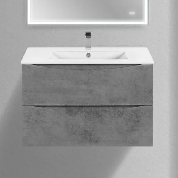Тумба с раковиной Vincea Mia Slim 80, 2 ящика, бетон