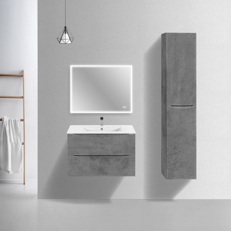 Тумба с раковиной Vincea Mia Slim 80, 2 ящика, бетон