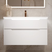 Тумба с раковиной Jorno Puro 100 подвесная, белая