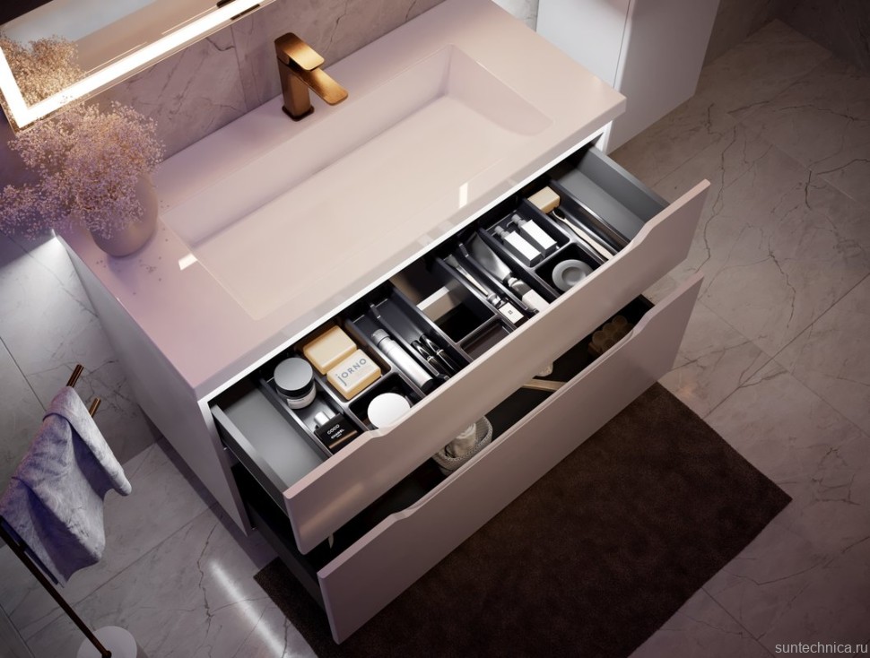 Тумба с раковиной Jorno Puro 100 подвесная, белая