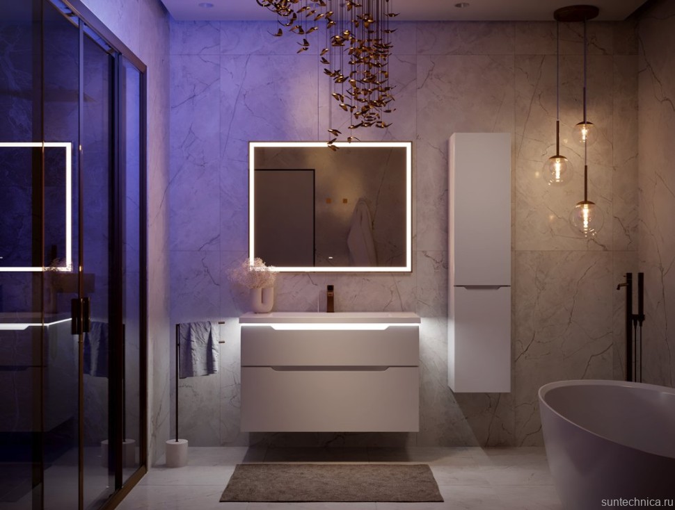 Тумба с раковиной Jorno Puro 100 подвесная, белая