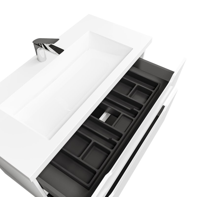 Тумба с раковиной Jorno Puro 100 подвесная, белая