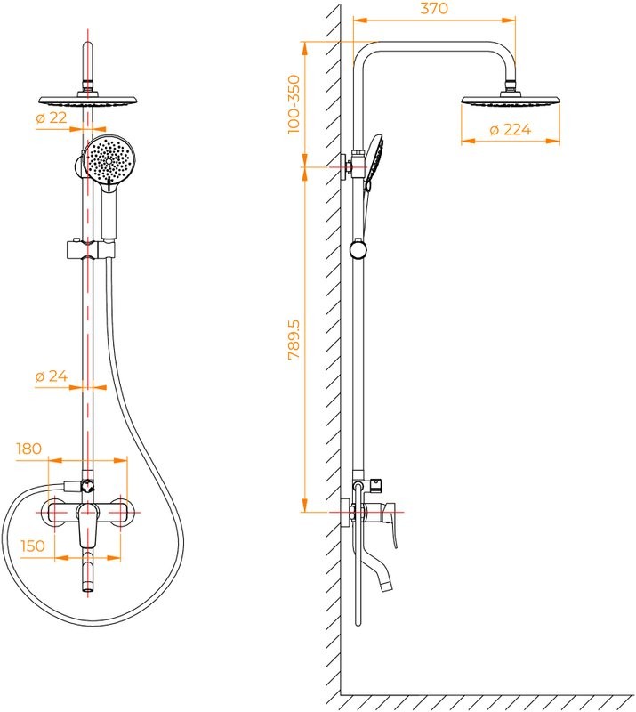Душевая стойка RGW Shower Panels SP-25 хром