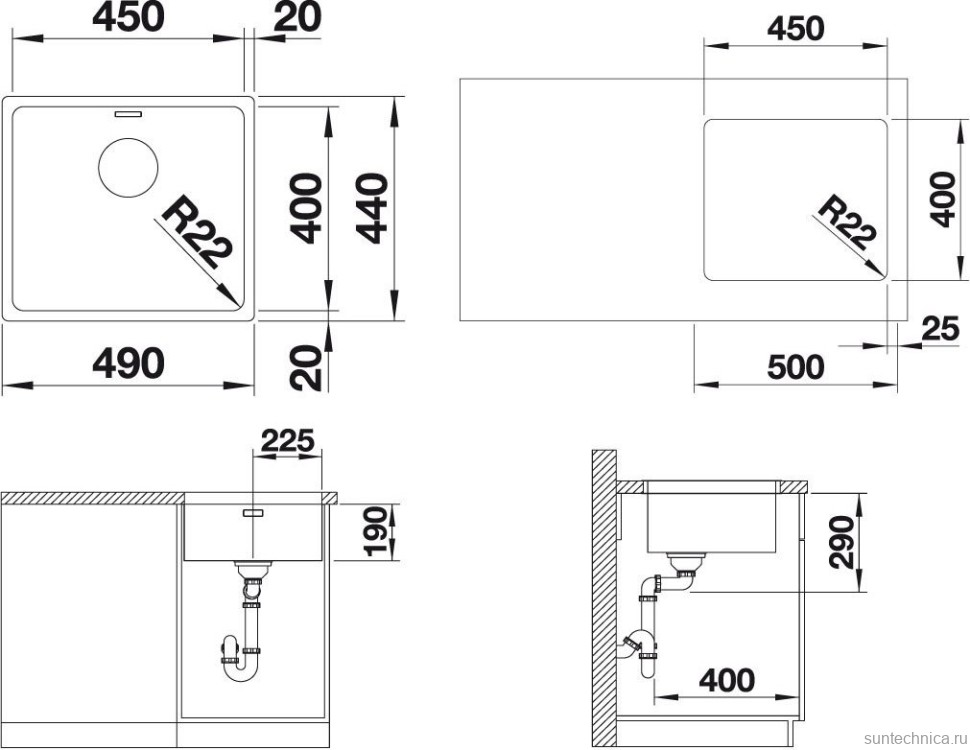 Комплект Мойка Blanco Andano 450-U + Смеситель Grohe Euroeco