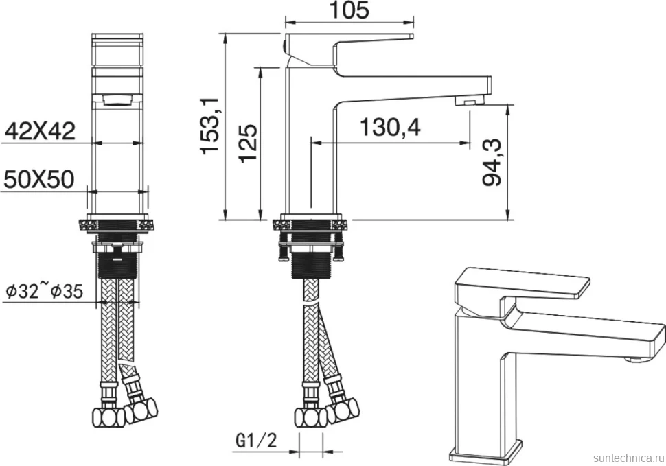 Смеситель для раковины Wonzon & Woghand WW-88018068-BG брашированное золото