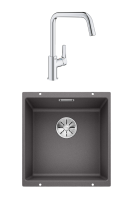 Комплект Мойка Blanco Subline 400-U темная скала + Смеситель Grohe Eurosmart