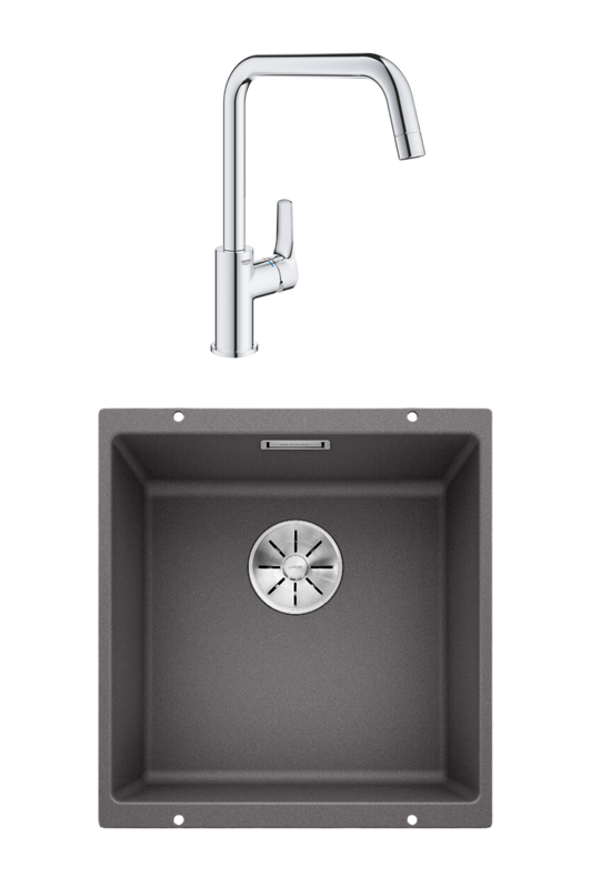 Комплект Мойка Blanco Subline 400-U темная скала + Смеситель Grohe Eurosmart