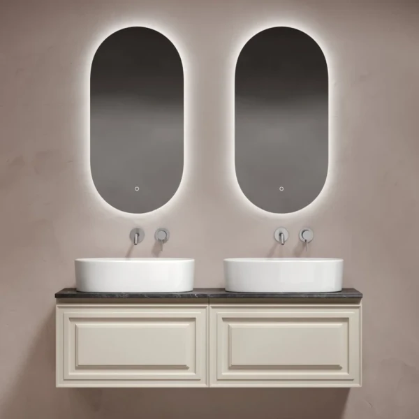 Мебель для ванной комнаты Sancos Very 140 beige soft, столешница черный мрамор TT140A1, раковина CN6075