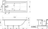Ванна из искусственного камня Эстет Дельта 190x90 см, пристенная, на ножках