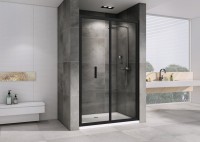 Душевая дверь в нишу Abber Sonnenstrand AG07100B 100 см, профиль черный, стекло прозрачное