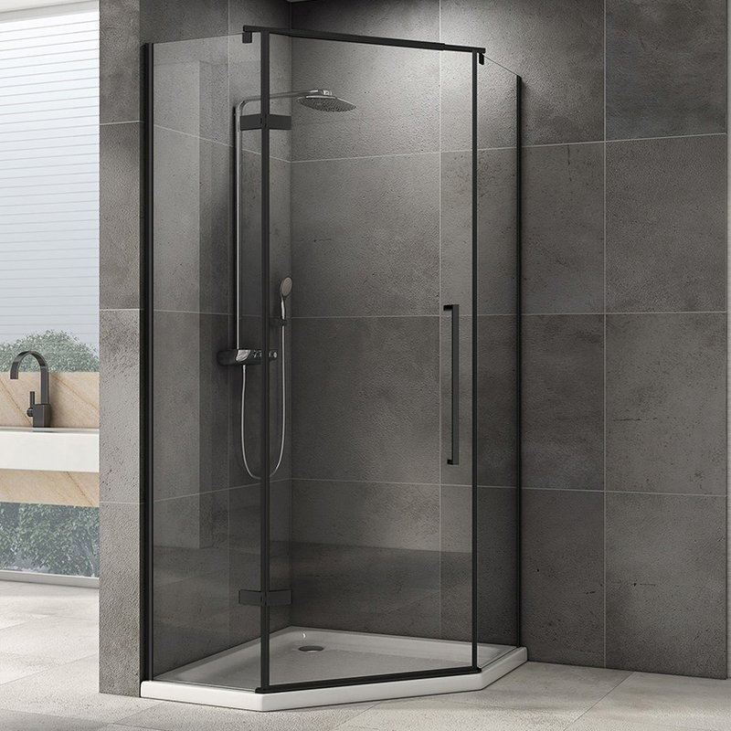 Душевой уголок Abber Ewiges Wasser AG05090B 90x90, профиль черный, стекло прозрачное