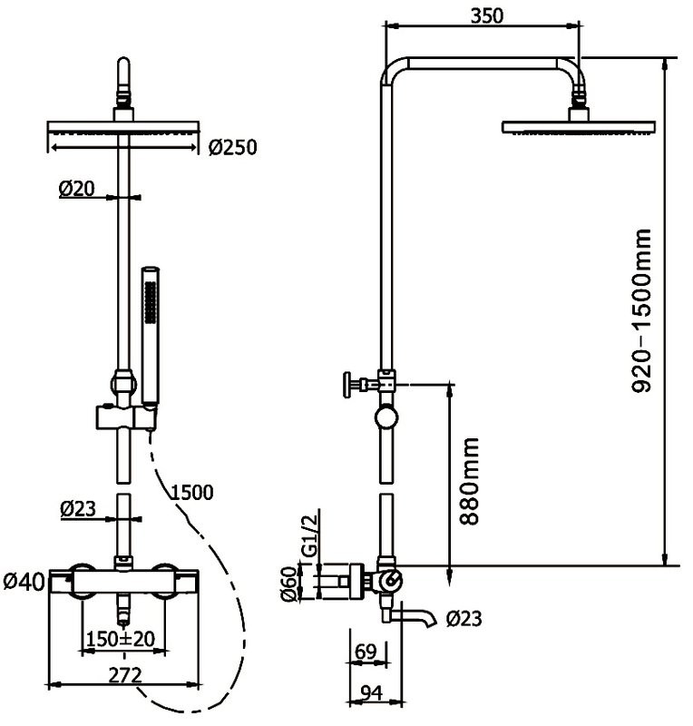 Душевая стойка Berges Kalisto 3R 075021 хром