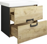 Тумба с раковиной Sanflor Выборг 60 подвесная, дуб крафт золотой