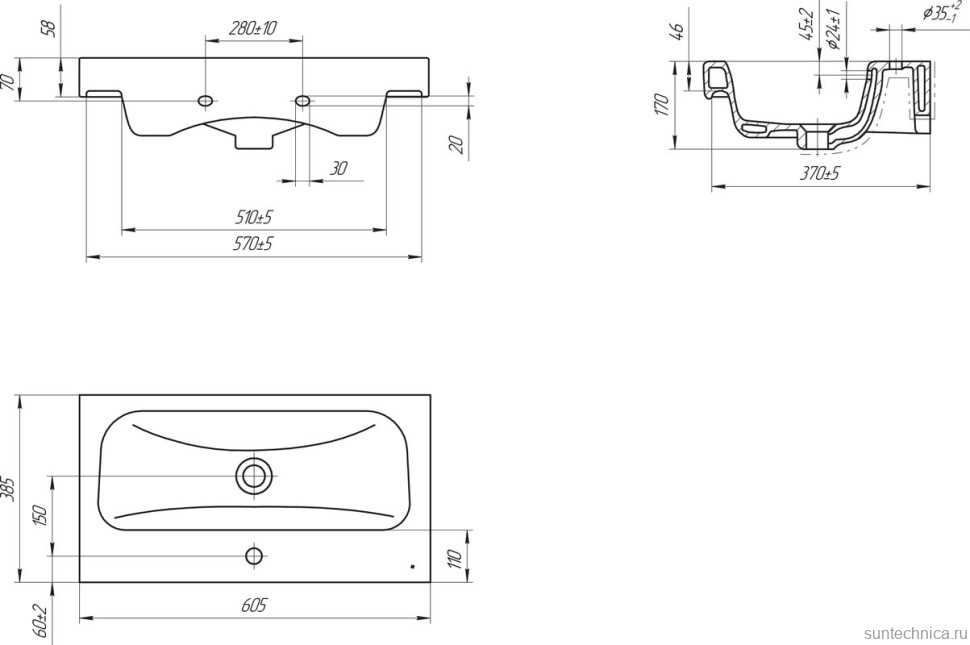 Тумба с раковиной Sanflor Выборг 60 подвесная, дуб крафт золотой