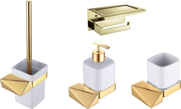 Набор Дозатор Boheme New Venturo 10317-G + Стакан 10314-G + Ершик 10319-G + Держатель 10311-G