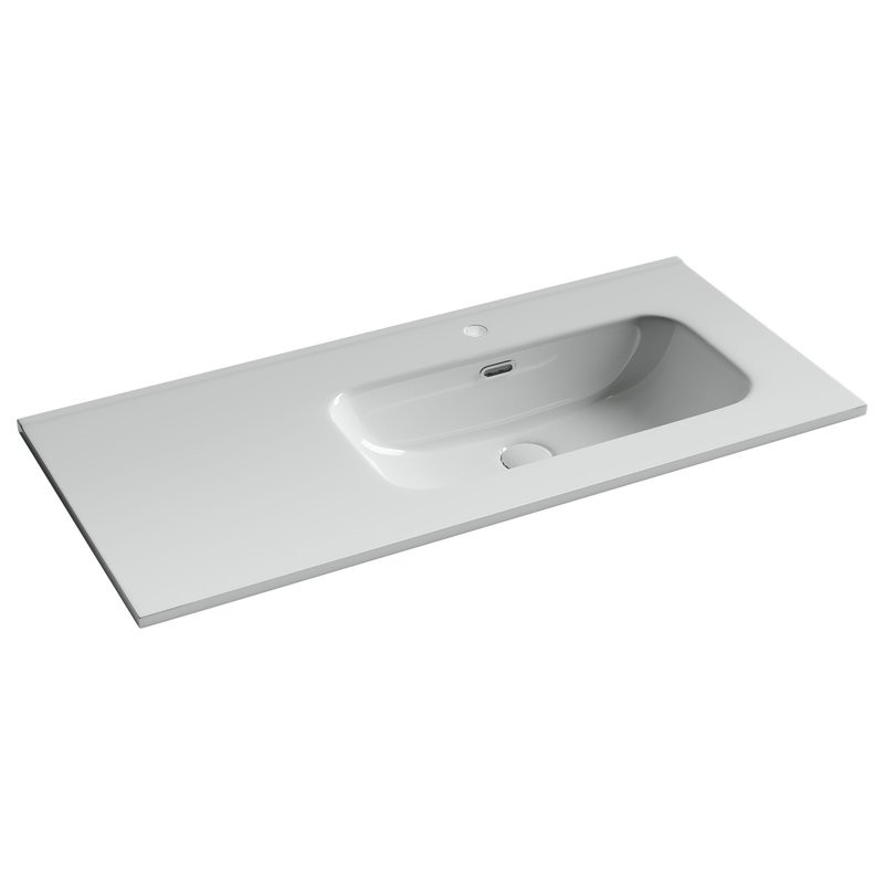 Раковина накладная мебельная Ceramicanova Element прямоугольная 101 см с чашей справа с отверстием под смеситель цвет белый CN7003R