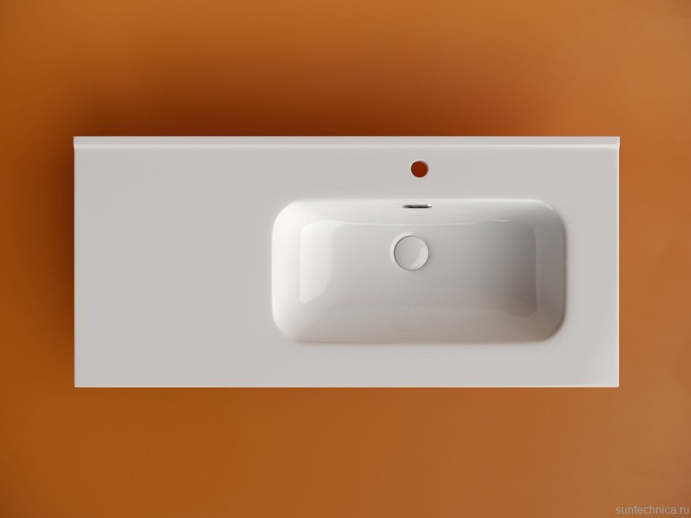 Раковина накладная мебельная Ceramicanova Element прямоугольная 101 см с чашей справа с отверстием под смеситель цвет белый CN7003R