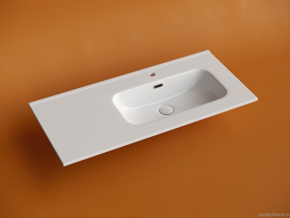 Раковина накладная мебельная Ceramicanova Element прямоугольная 101 см с чашей справа с отверстием под смеситель цвет белый CN7003R
