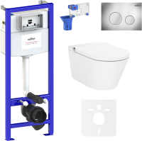 Комплект Lavinia Boho Унитаз подвесной Smart V-Clean 3359102R с микролифтом + Инсталляция RelFix 38010010 + Кнопка RelFix 3805002C + Дозатор RelFix 38040010