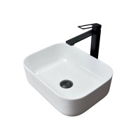 Накладная раковина GID Geometrico N1335 40 глянцевая белая, прямоугольная, фаянс