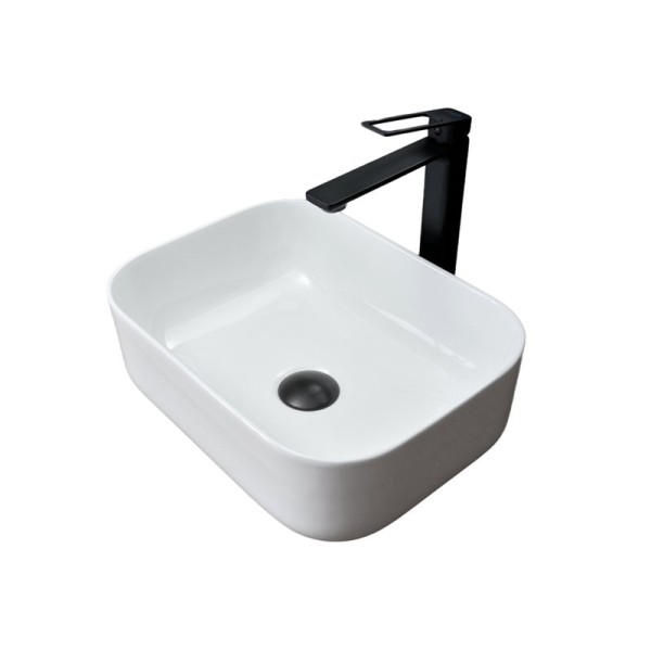 Накладная раковина GID Geometrico N1335 40 глянцевая белая, прямоугольная, фаянс